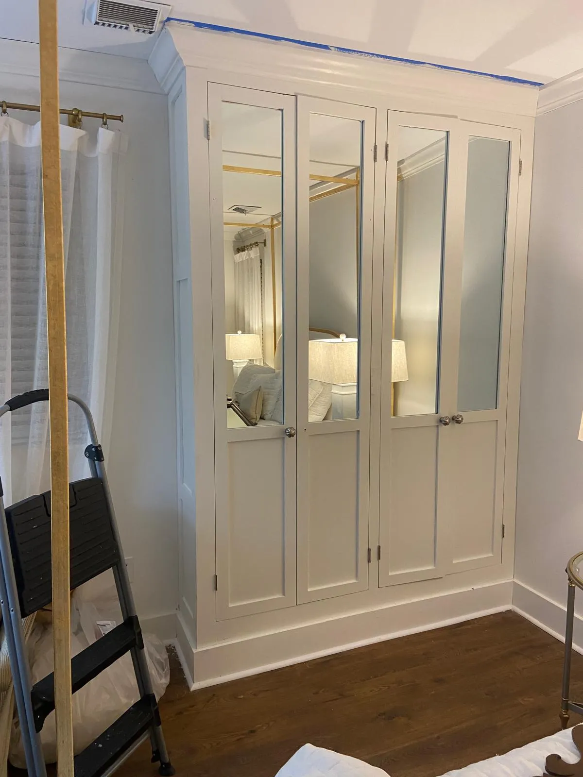 Cabinets with glass doors built by Mosquera Construction in Connecticut