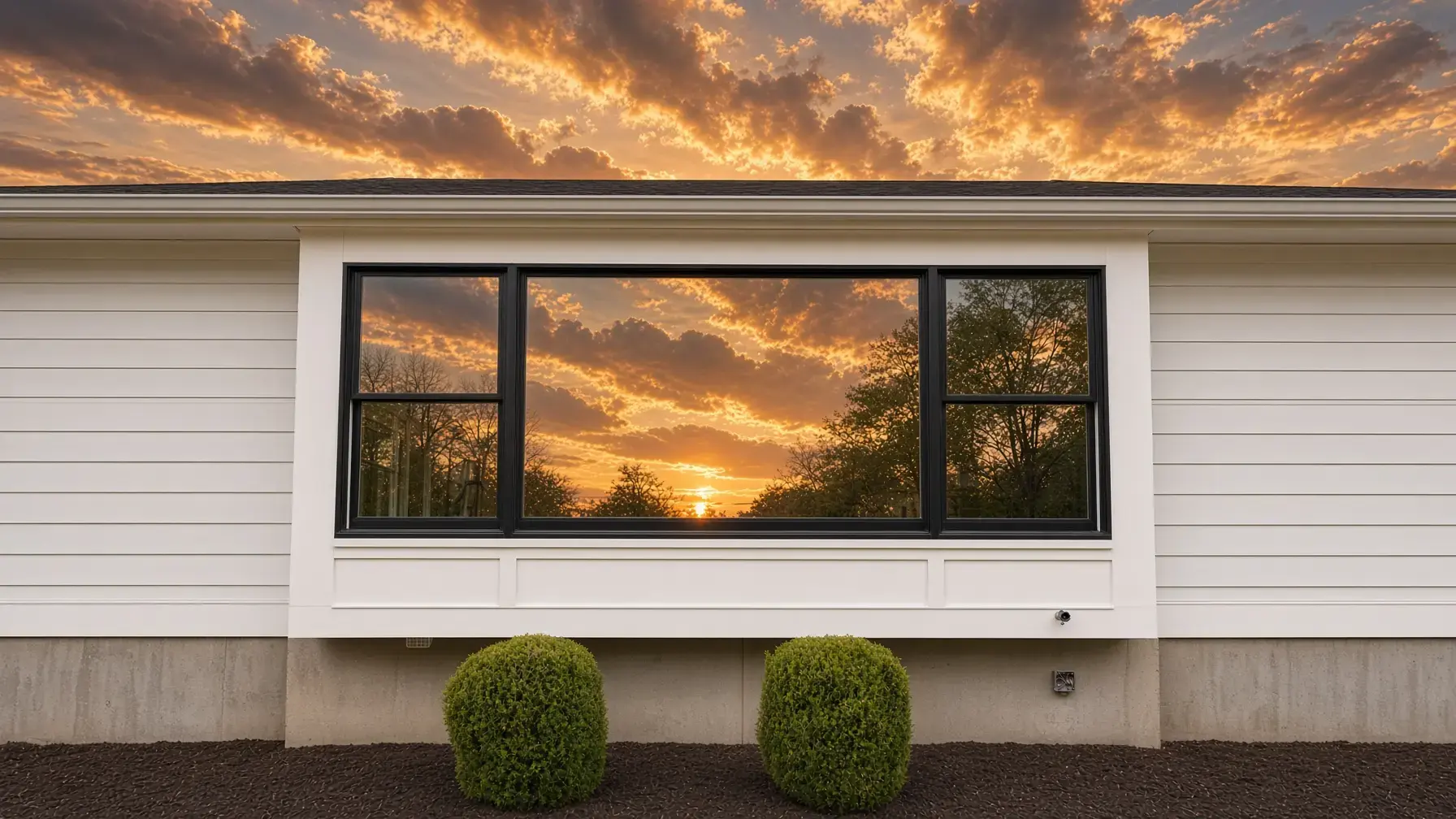 Freshly painted room with large windows at sunset in Brookfield, CT
