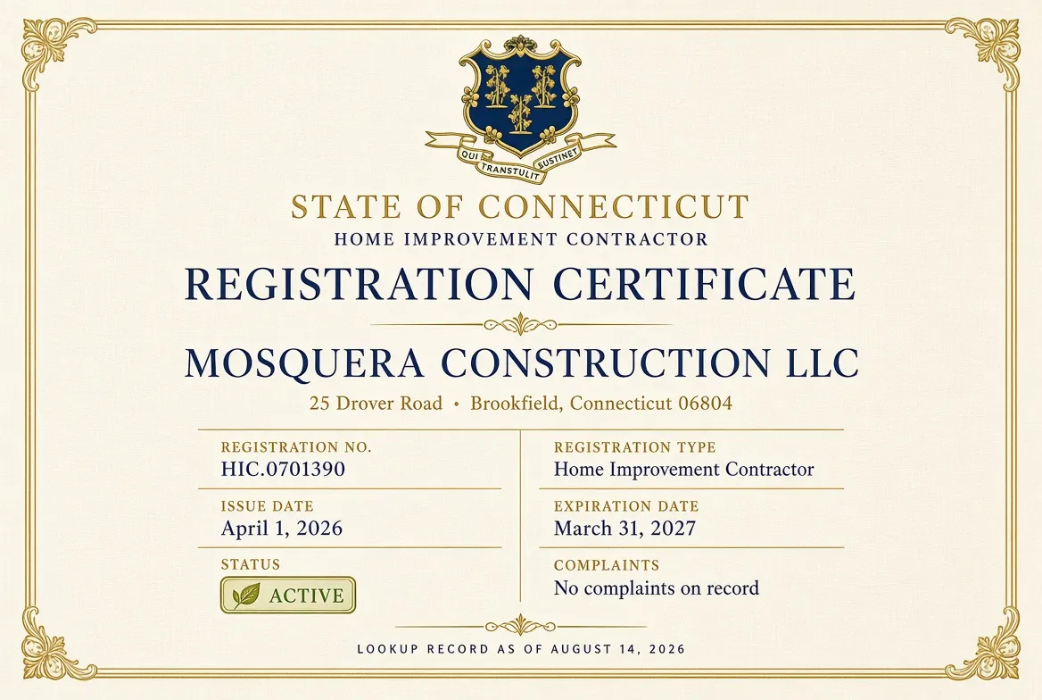 Licensed and insured carpentry contractor in Connecticut