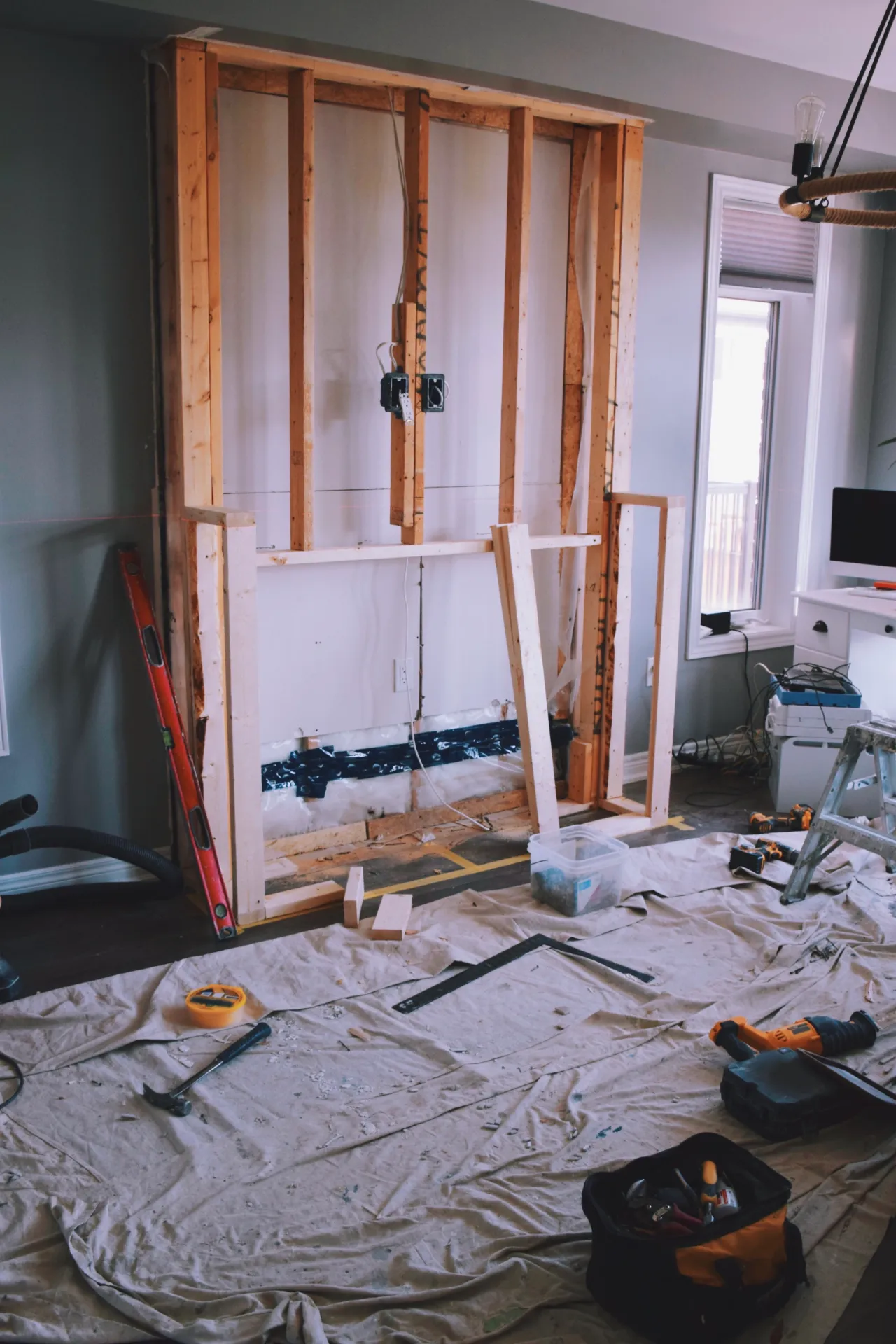 Wood framing inside a home